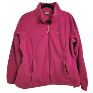 COLUMBIA Women's 2X plus size Fuchsia Pink full zip warm cozy fleece jacket